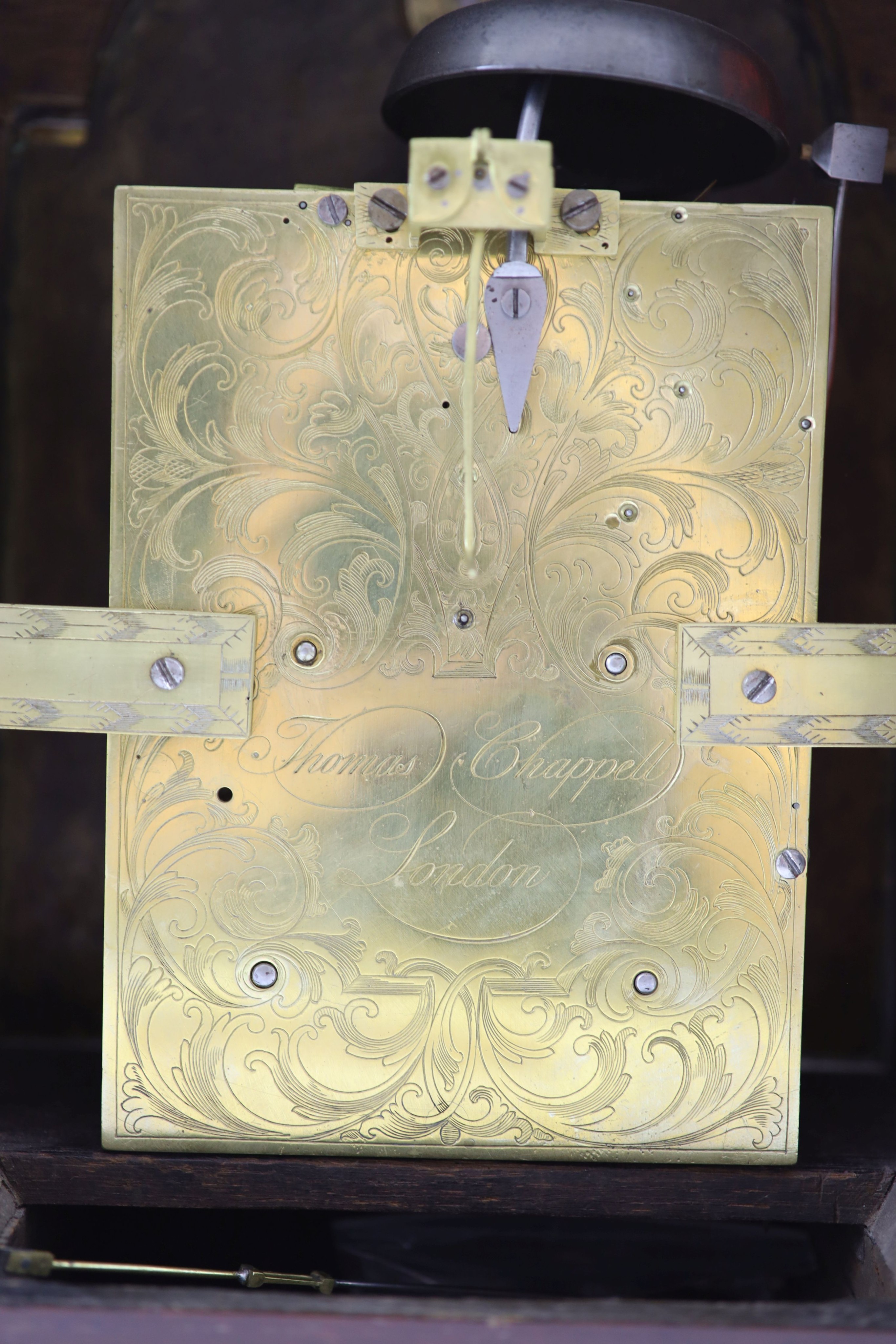 Thomas Chappell of London. A George III mahogany bracket clock H 48 cm. W 29cm. D 18cm.